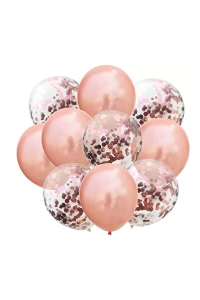 Lavandiere Set 10 baloane cu confetti, culoare auriu-roz, 30 cm