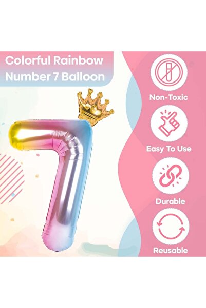 OEM Number 7 Foil Balloon, 32 Inch, Multicolor