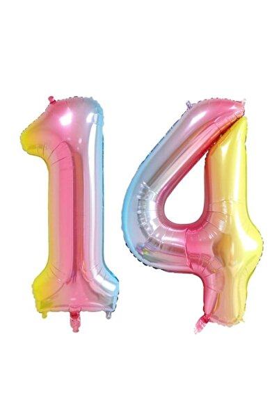 Domi Party & Gifts Set 2 baloane folie cifra , Curcubeu, aniversare 14 ani, 1...