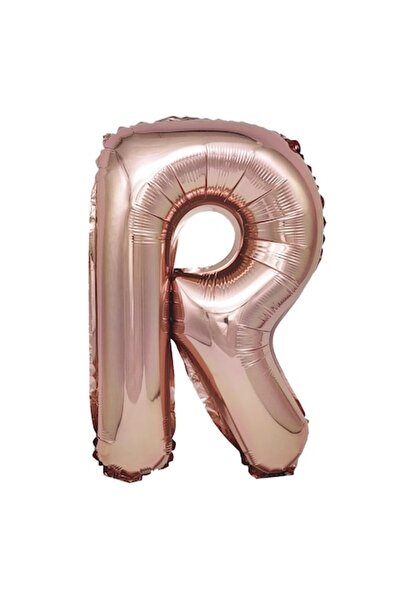 OEM Μεταλλικό μπαλόνι, ροζ χρυσό, γράμμα R, 40 cm, κοραλλένιο ροζ
