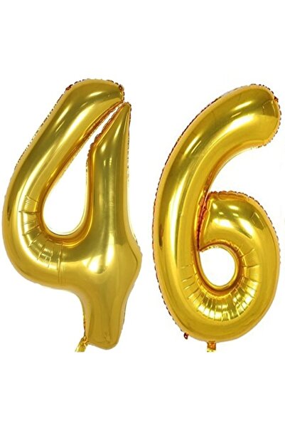 OEM Set de 2 baloane folie cu numere, aurii, aniversare 46 de ani, 105 cm
