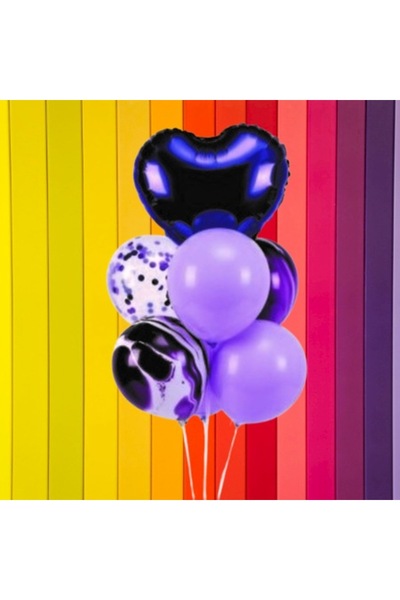OEM Set baloane latex cu suport violet, 7 bucăți, 70 cm