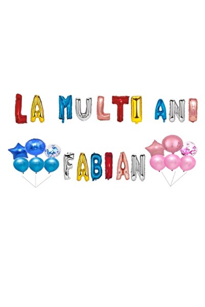 OEM Set Baloane La multi ani Fabian, Cake topper, Multicolor, 35Buc