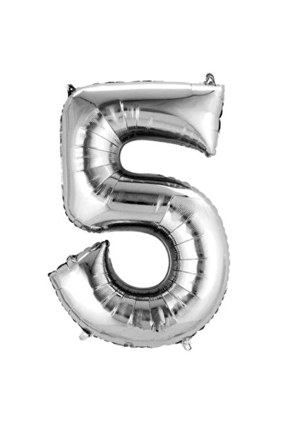 OEM Αλουμινένιο μπαλόνι αριθμός 5, ασημί χρώμα, 81 cm