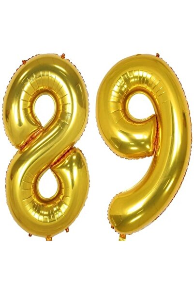 OEM Set de 2 baloane folie cu numere, ESB, aurii, aniversare 89 de ani, 105 cm