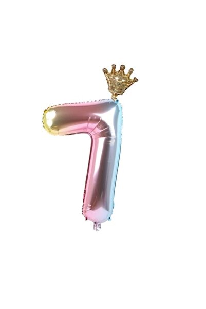 OEM Balon numărul 7, multicolor cu coroană, 80 cm