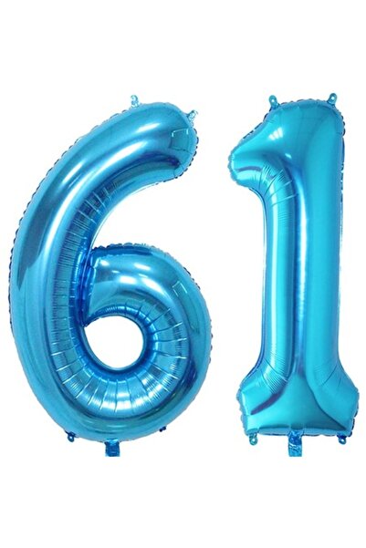 OEM Set de 2 baloane folie, ESB, albastre, aniversare 61 de ani, 105 cm