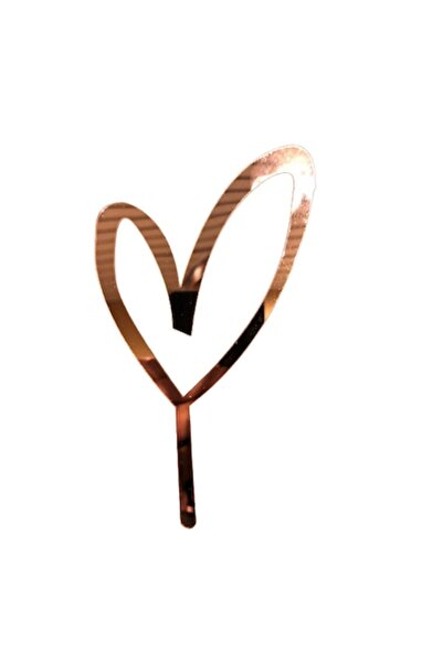 OEM Topper pentru tort model Heart, Rosegold, 10x14cm
