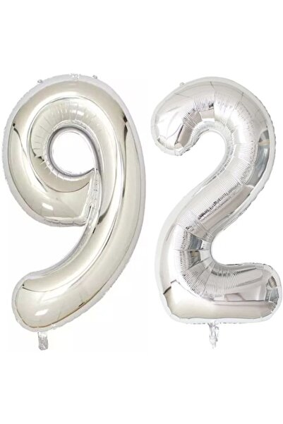 OEM Комплект от 2 фолиеви балона, номер, ESB, сребърни, 92-ри рожден ден, 100 см