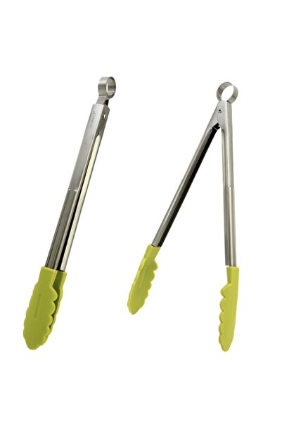 OEM Kitchen tongs, stainless steel-silicone, 20 cm - green