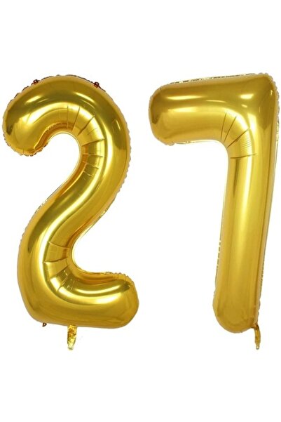 OEM Set 2 baloane folie cifra, ESB, Auriu, aniversare 27 ani, 105 cm