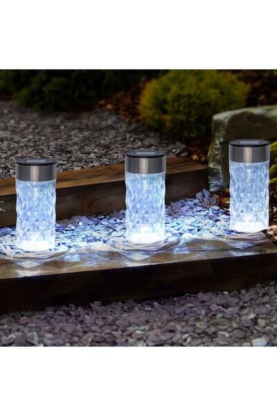 OEM Solar Table Lantern Cylinder Transparent Silver