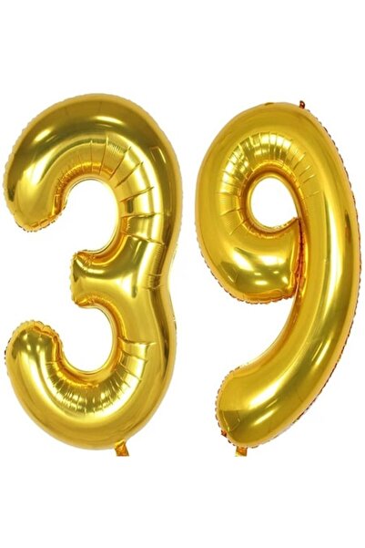 OEM Set de 2 baloane folie cu numere, ESB, aurii, aniversare 39, 105 cm
