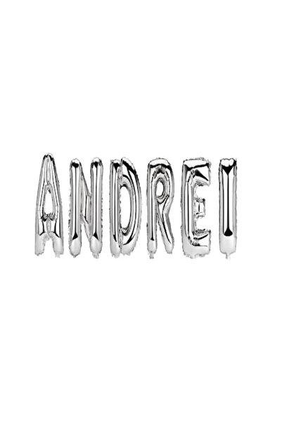 OEM Комплект балони с букви име Андрей, сребърни, 40 см
