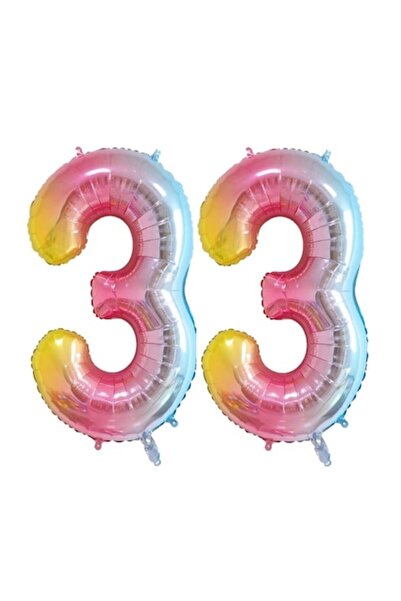 Domi Party & Gifts Set of 2 foil balloons, Rainbow, 33rd birthday, 100 cm