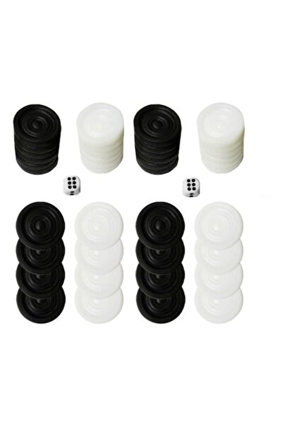 VALMY Piese și zaruri de table, plastic, albe și negre