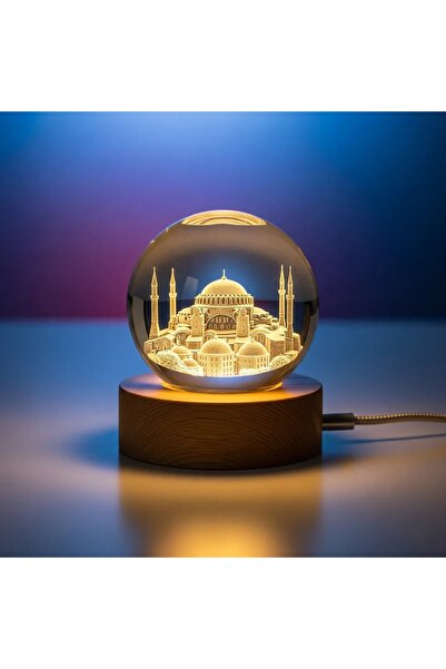 Wolawood Özel Üretim 3D Camii Temalı Kristal Cam Küre LED Gün Işığı USB'li Ah...