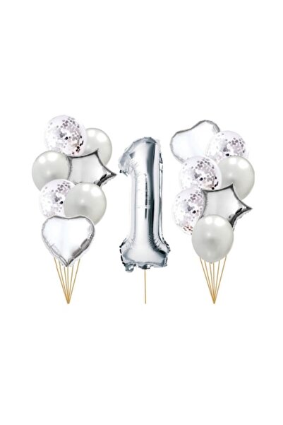 MP Mirific Party Set 15 baloane latex și metalice, numărul 1, Prima Aniversar...