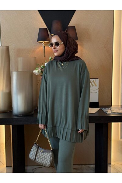 Aselim Hijap Moda Διπλό Σετ Τζιλάμπας Αλίσα από Πλισέ Premium Modal Fabric – Πράσινο