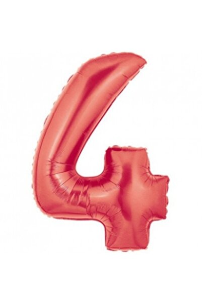 Bruno Foil Balloon, Number 4, Red, 100 cm