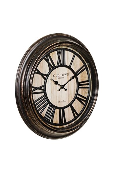 Wonderland Ceas de perete decorativ, vintage, negru/bronz, rotund, 50 cm