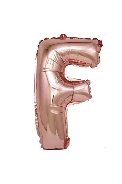 OEM Μεταλλικό μπαλόνι ροζ χρυσό, Mirific Party, γράμμα F, 40 cm
