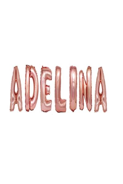 OEM Σετ μπαλόνια με γράμματα, όνομα Adelina, ροζ χρυσό, 40 εκ.