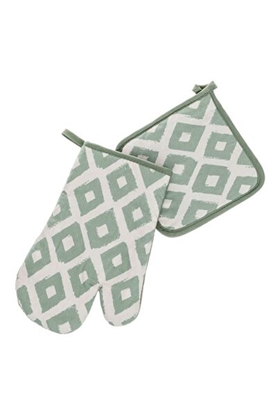 OEM Set mănuși de bucătărie cu lavetă și mănuși de bucătărie, verde, model di...