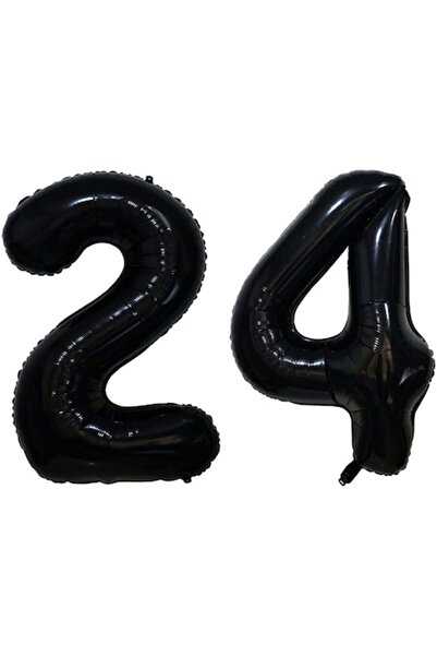 OEM Комплект от 2 фолийни балона с цифри, ESB, черни, 24-та годишнина, 105 см