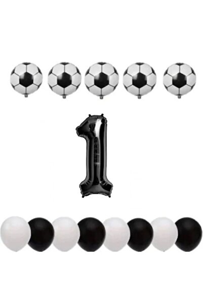 OEM Set 14 baloane, ESB, aniversare 1 an, temă fotbal, număr folie 100 cm, fo...