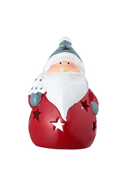 OEM Felinar Ceramic Craciun, Figurina Mos Craciun, Caciula Gri, Brad Alb