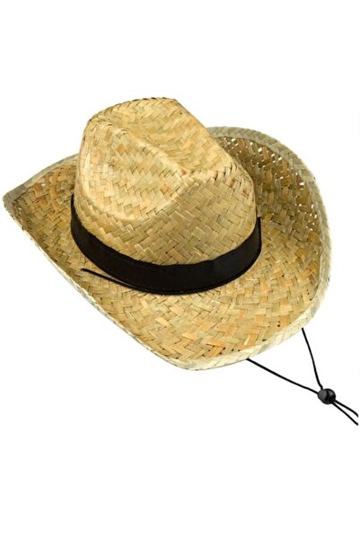 OEM Pălărie unisex de fermier, paie, panglică neagră, 59 cm, maro