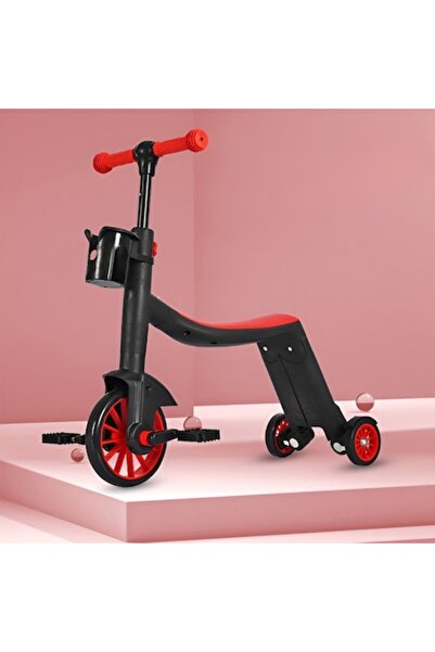 FONIX Multifunctional Pedal Bicycle, Convertible, Foldable, Red