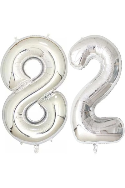 OEM Set 2 baloane folio cu număr, ESB, argintii, ziua de naștere 82 de ani, 1...