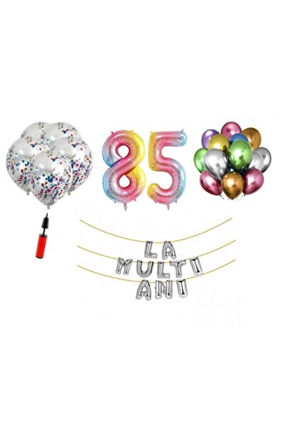 OEM Set de 33 de baloane - „La mulți ani” aniversare de 85 de ani, număr foli...