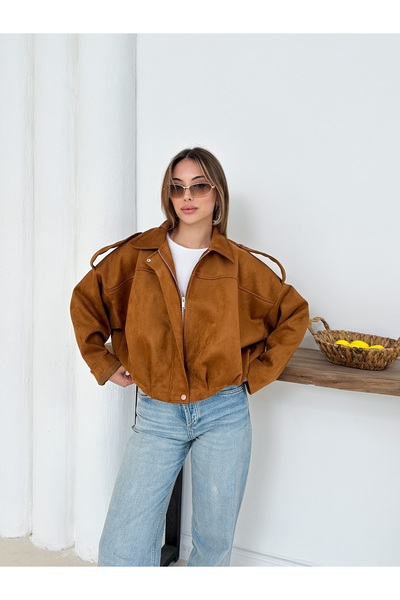 Ekim Store supradimensionat Jachetă bomber din piele intoarsa