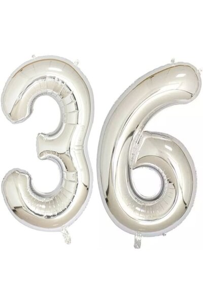 OEM Set 2 baloane folie cifra, ESB, Argintiu, aniversare 36 ani, 100 cm