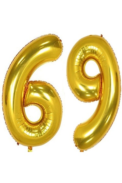 OEM Set 2 baloane folie cifra, ESB, Auriu, aniversare 69 ani, 105 cm