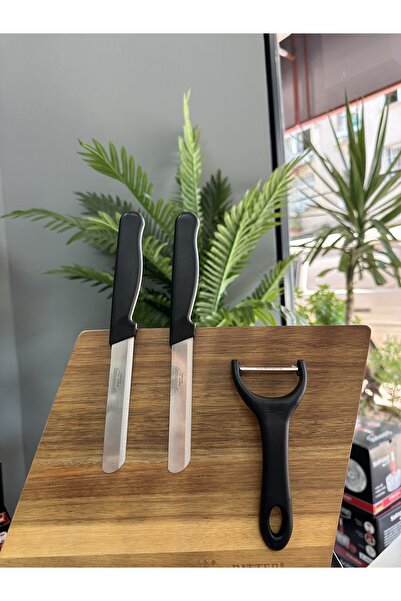 Solingen Soyacak ve 2’li Mikro Tırtıklı Doğrama Bıçağı (Siyah)