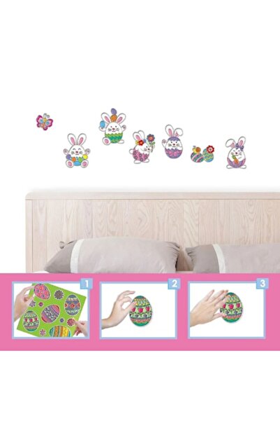 OEM Autocolante decorative de Paște - Iepurași în ouă colorate - 7 bucăți