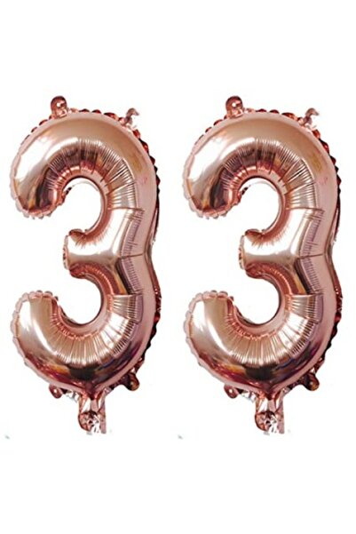 OEM Set de 2 baloane folie, ESB, auriu roz, aniversare '33', 100 cm