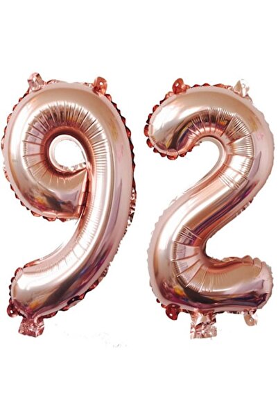 OEM Комплект от 2 фолиеви балона, ESB, розово злато, 92-ри рожден ден, 100 см