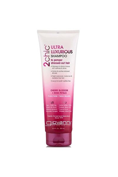 Giovanni 2 Chic Luxurious Pampering Shampoo for Stressed Hair, with Cherry Blossom Extract and Rose Petals, 250 ml