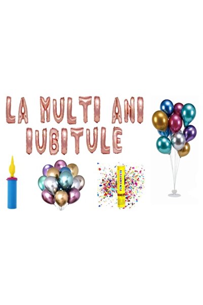 OEM Set baloane „La mulți ani, dragostea mea”, cadou pentru decor tort, 79 bu...