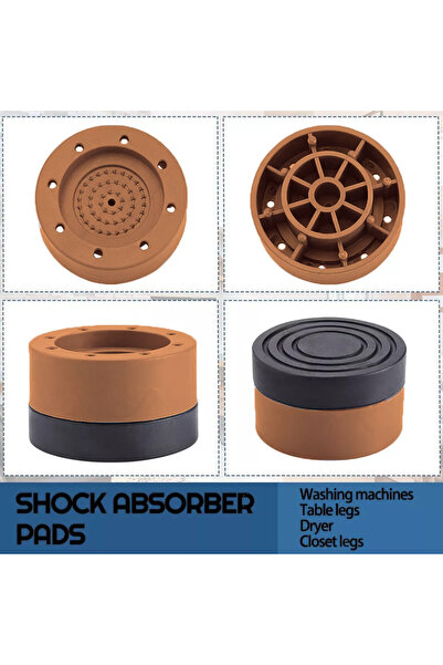 TİNEKE Beyaz Eşya Ayağı Çamaşır Makinesi Mobilya Titreşim Önleyici Kaydırmaz 3.5 Cm Yükseltici 4 Lü KAHVE