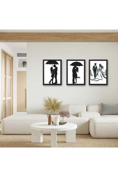 RS JANTİ STORE Set de 3 tablouri romantice din lemn cu tematică de căsătorie,...