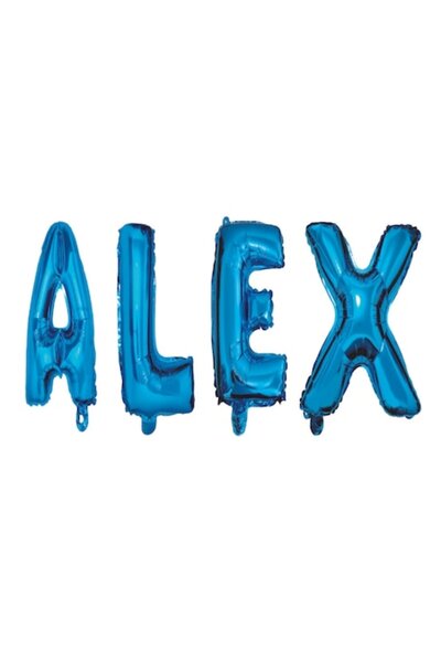 OEM Set Baloane Litere Nume Alex, Albastru, 40Cm