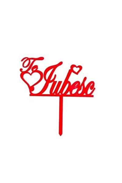 OEM Topper pentru tort model Te Iubesc, Rosu, 12x12cm