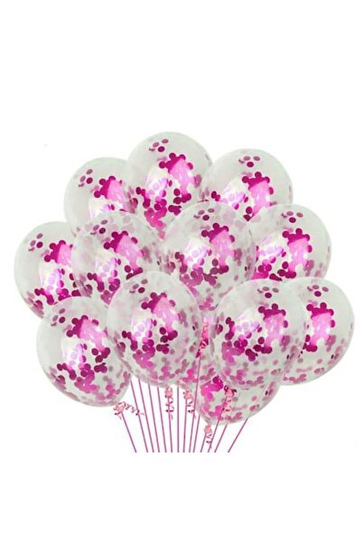 OEM Set de 15 baloane transparente din latex cu confetti, ESB, 30 cm, roz