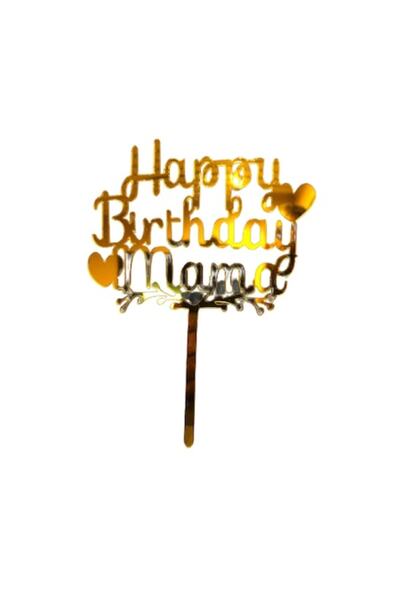 OEM Cake topper model La multi ani Mama, Auriu, 11x13cm